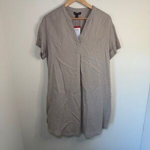 Hilary Radley Dress Women's MD Tan Tunic V-Neck Classic Casual Pockets NWT